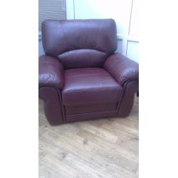 Burgundy Real Leather Recliner