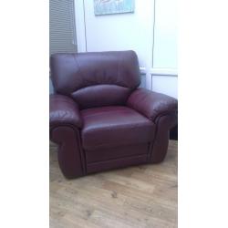 Burgundy Real Leather Recliner