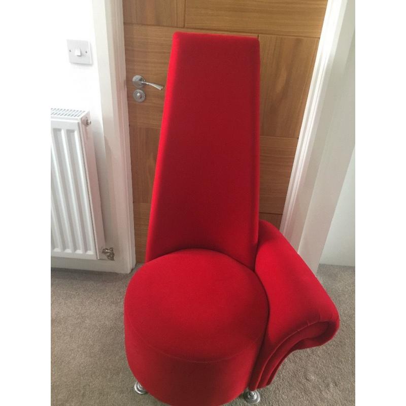 Red Velvet High Back Chair