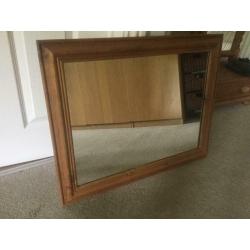 Pine Mirror with detailed frame - can be hung either way H23in/59cm W29in/74cm Good condition R164