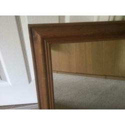 Pine Mirror with detailed frame - can be hung either way H23in/59cm W29in/74cm Good condition R164