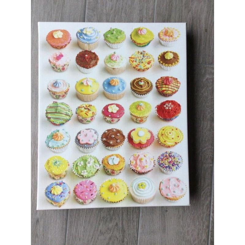 Cupcakes canvas - Howard Shooter Studio - multi colour canvas - ready to hand